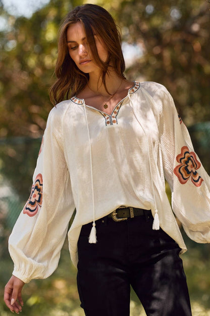 Embroidered Flower Blouse