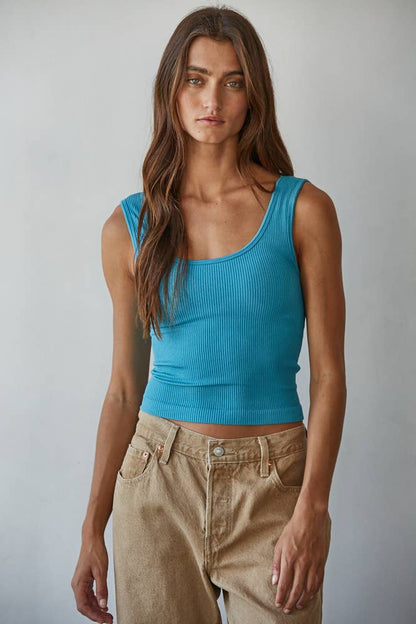 Seamless Scoop Neck Tank - Oasis