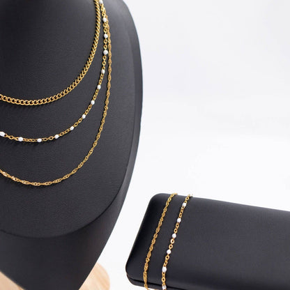 Gold + White Confetti Chain Bracelet