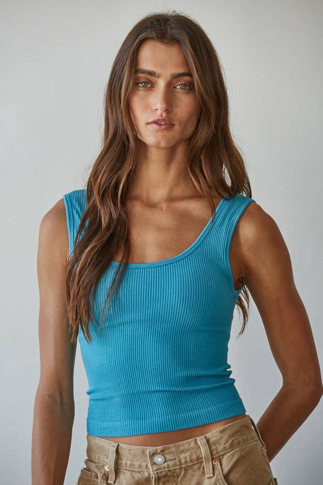 Seamless Scoop Neck Tank - Oasis