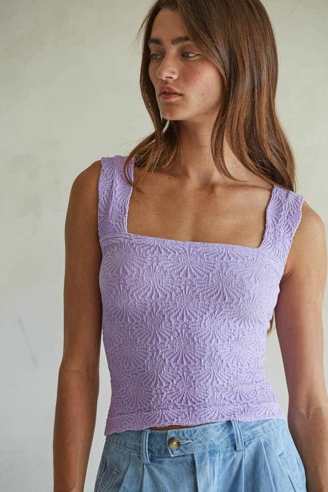 Knit Seamless Jacquard Tank - Lilac