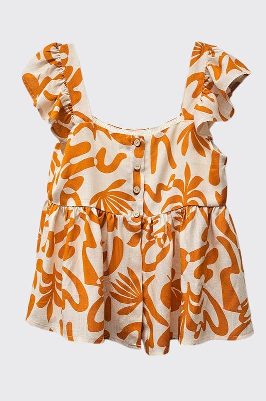 Tangerine Button Back Top
