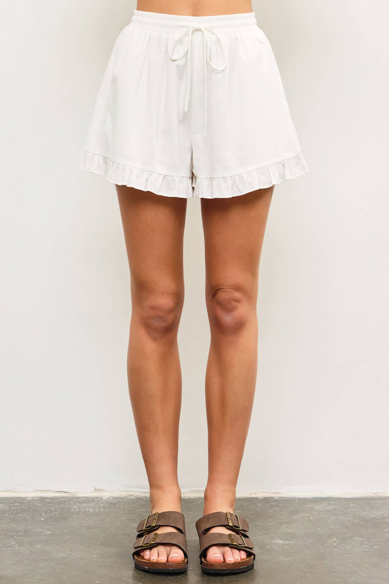 Ruffle Hem Shorts - White