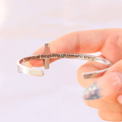 Gold Cross Cuff Bracelet