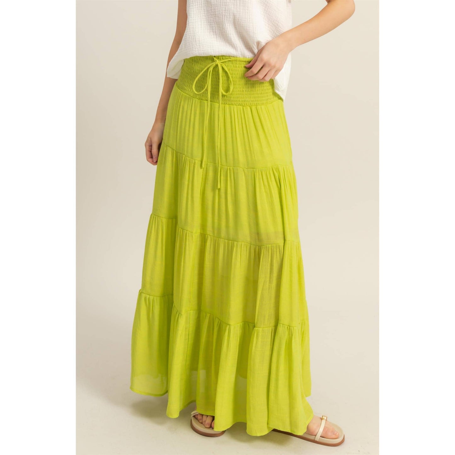 Smocked Waist Maxi Skirt - Lime 🍋‍🟩