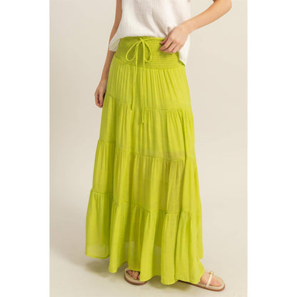Smocked Waist Maxi Skirt - Lime 🍋‍🟩