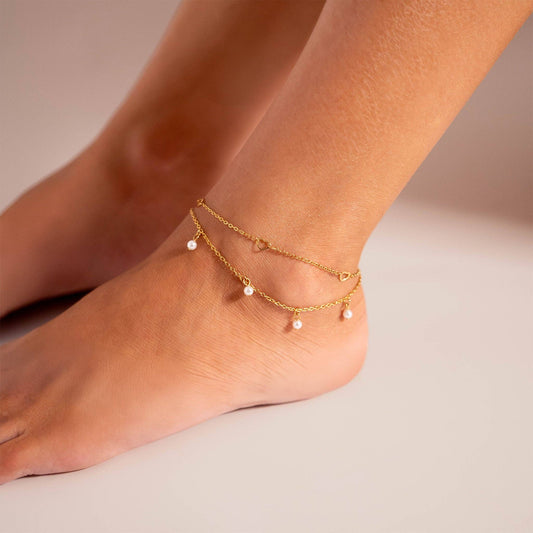 Gold + Pearl Anklet