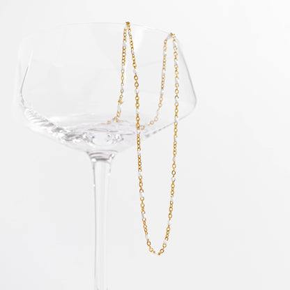 Gold + White Confetti Chain Necklace