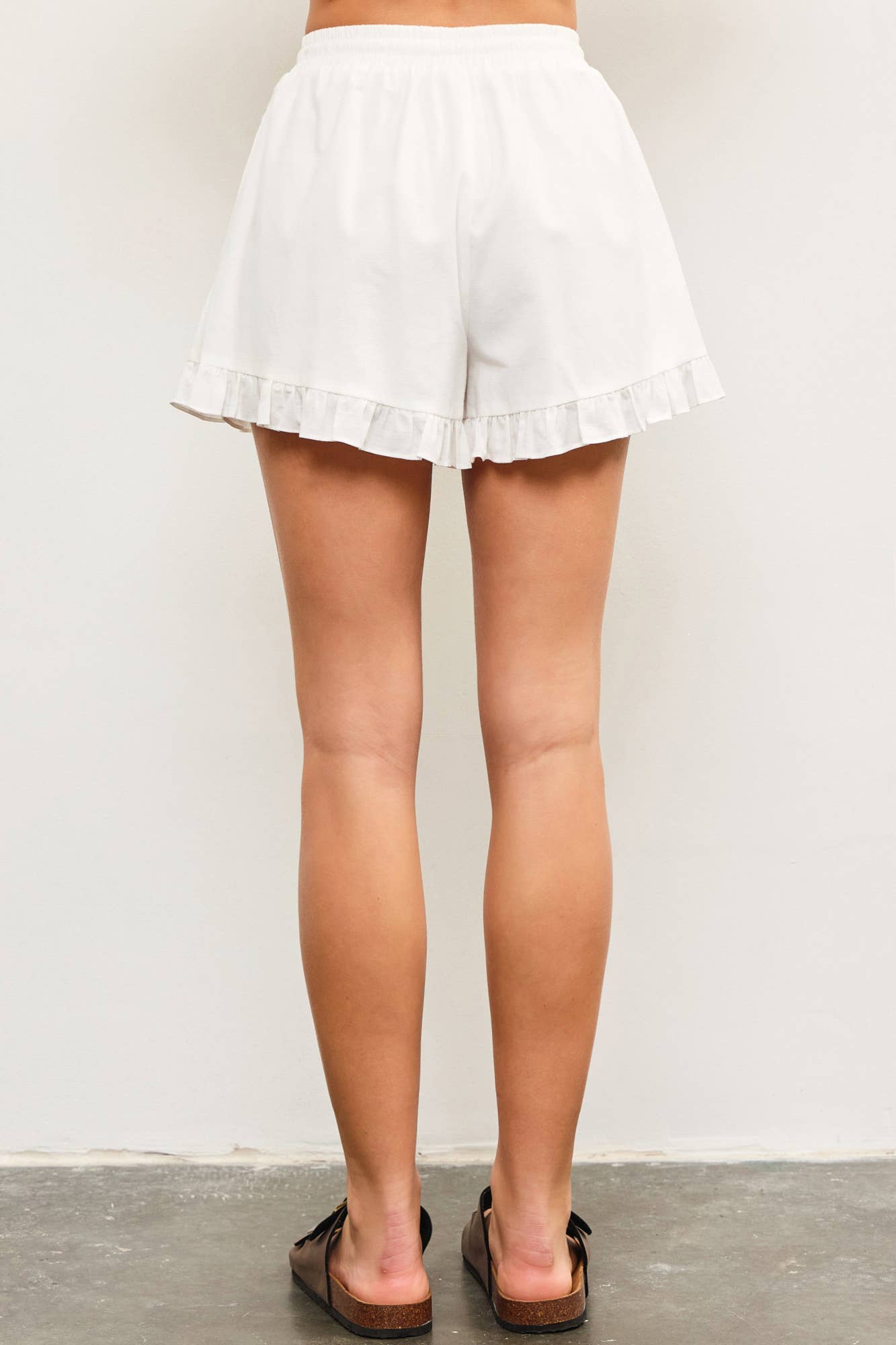 Ruffle Hem Shorts - White