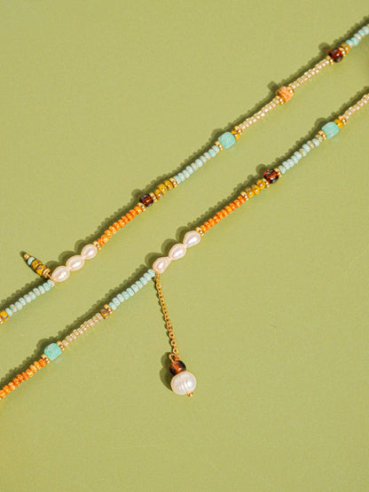 Bohemian Beaded Stack Necklace - Turquoise