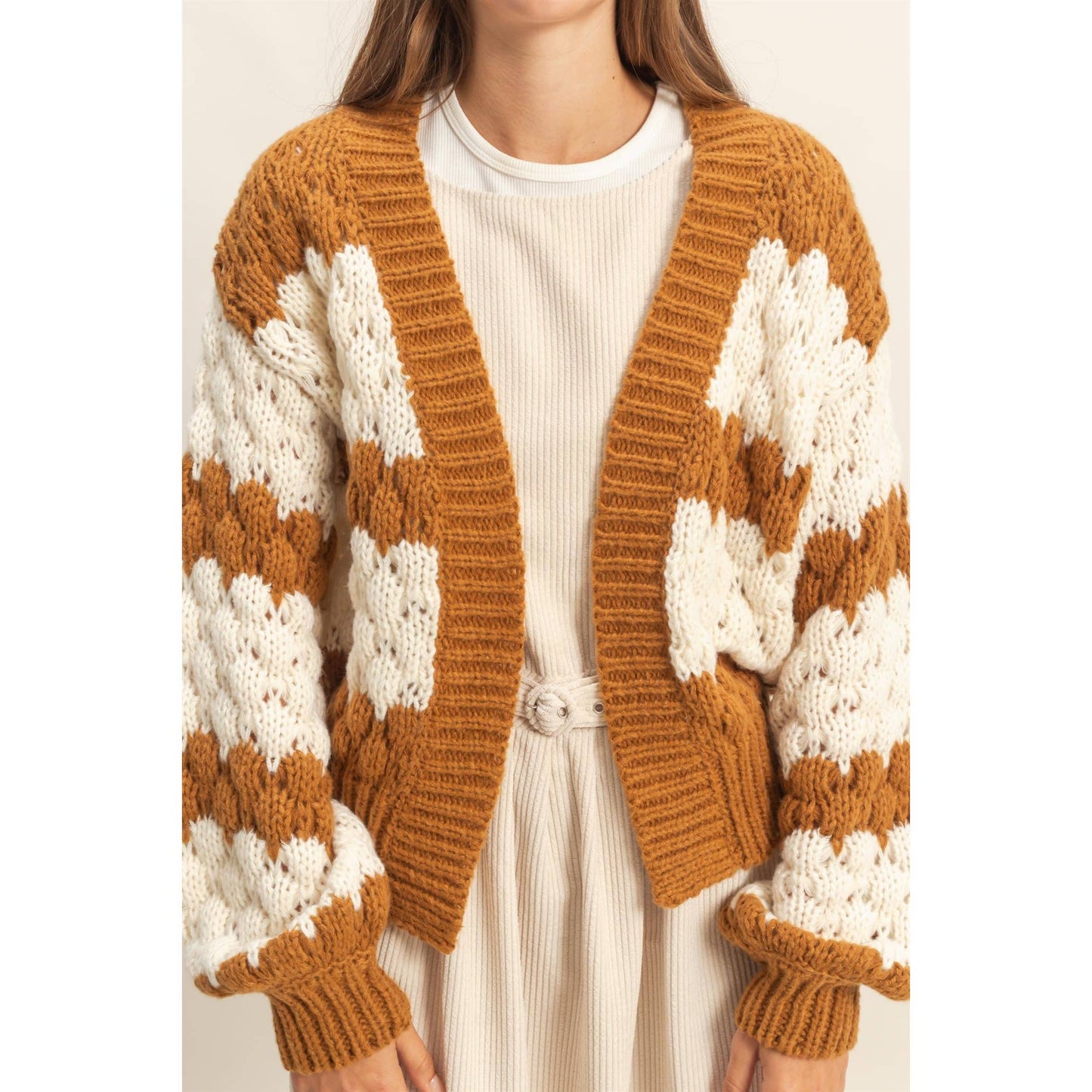 Oversized Scallop Knit Cardigan