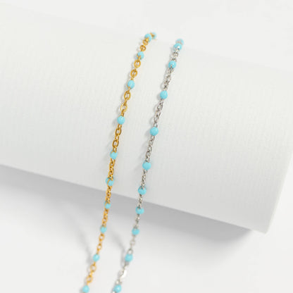 Gold + Turquoise Confetti Chain Bracelet