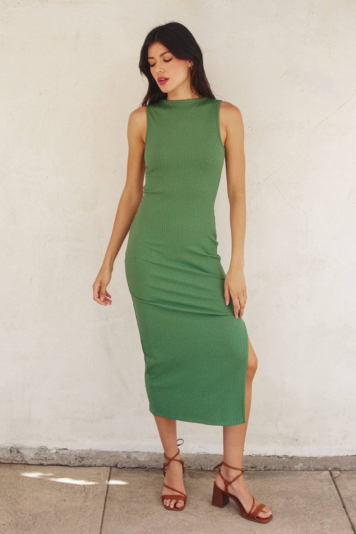 Ibiza Green Mock Neck Midi