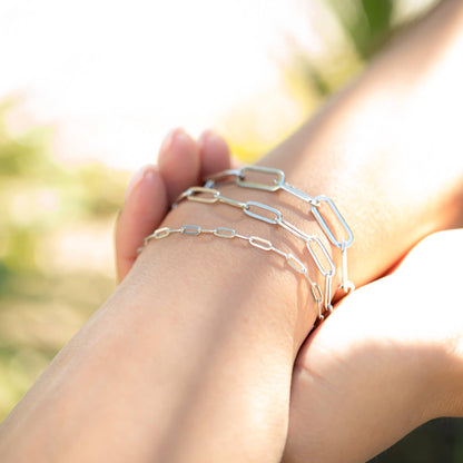 Silver Dainty Paperclip Chain Bracelet
