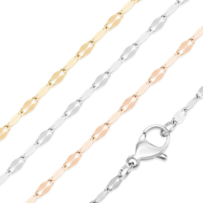 Stainless Steel Lip Chain Necklace: Gold / 16"