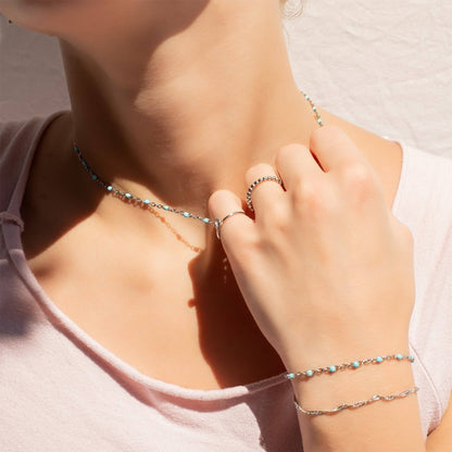 Stainless Steel Turquoise Chain Necklace