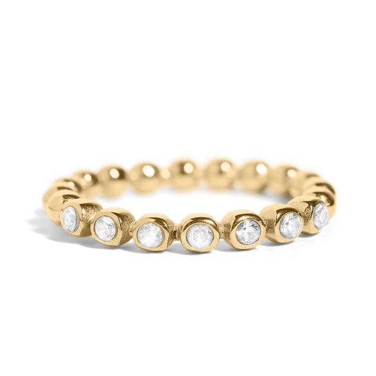 Beaded Crystal Stacking Ring - Gold
