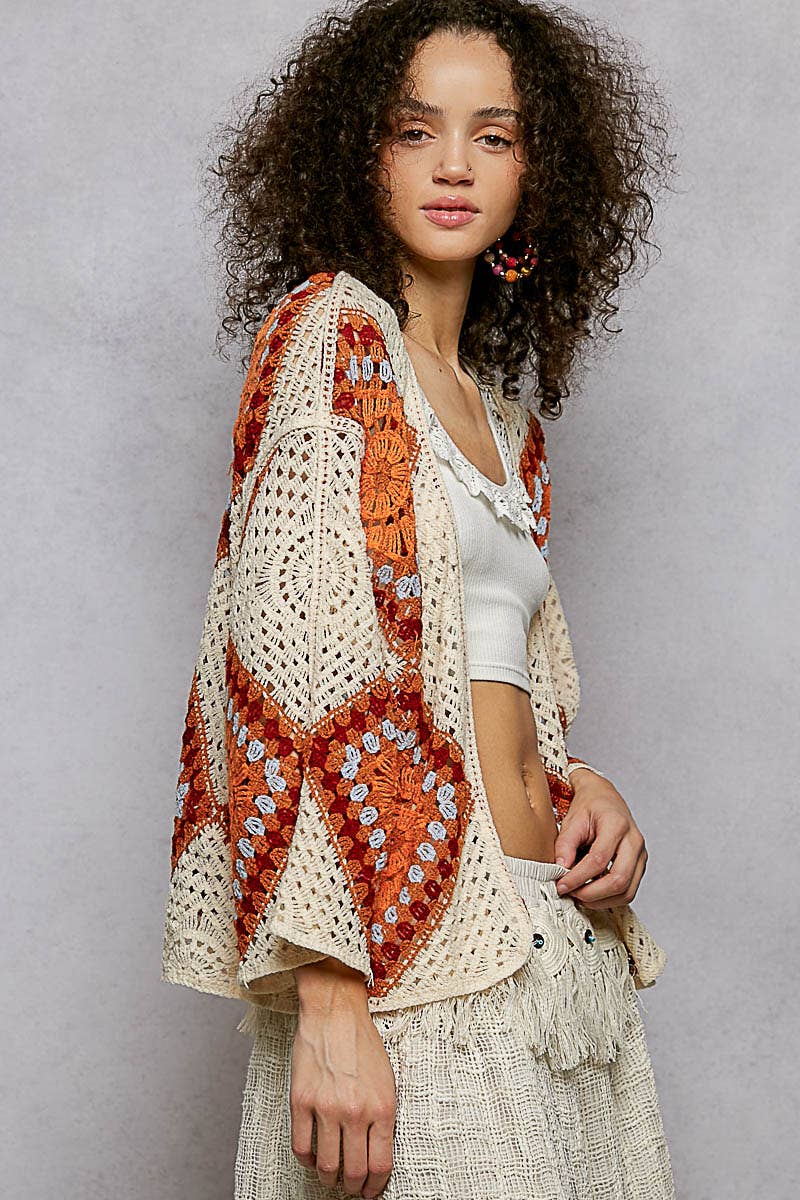 Sunset Crochet Open Cardigan Top