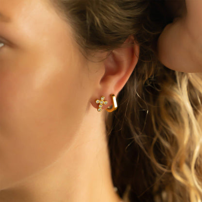 Gold Cross Earrings
