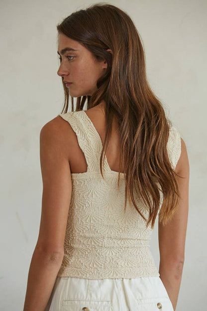 Knit Seamless Jacquard Tank - Oak