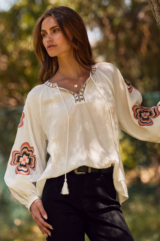 Embroidered Flower Blouse