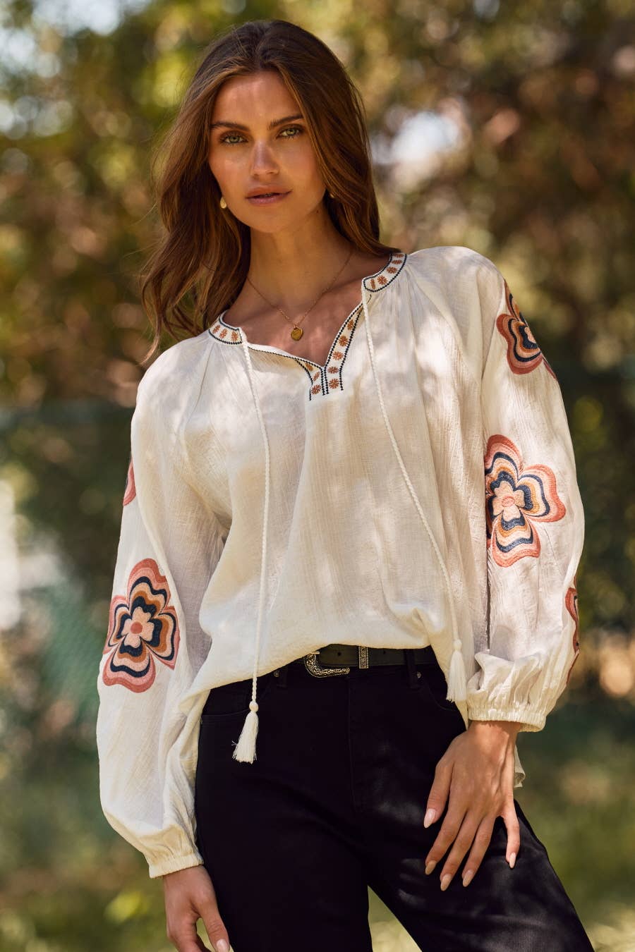 Embroidered Flower Blouse