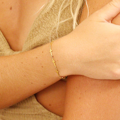 Gold Cross Chain Bracelet