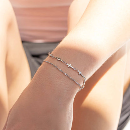 Silver Cross Chain Bracelet