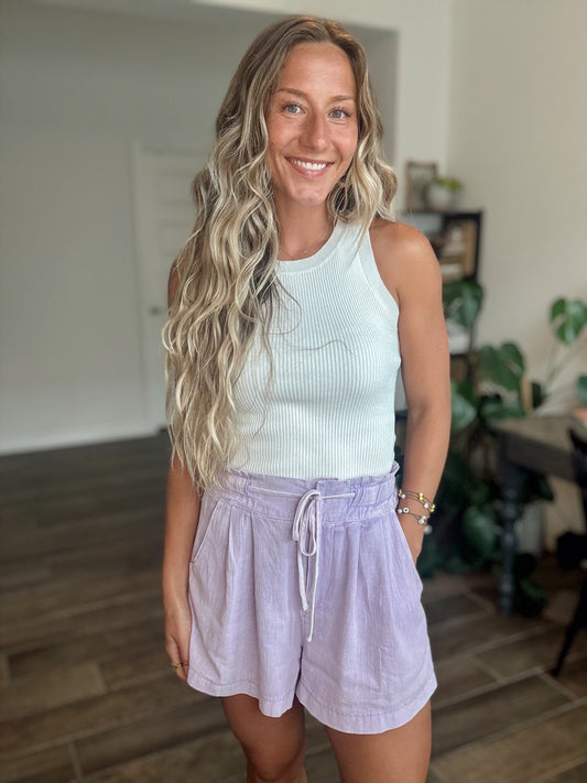 Lilac Drawstring Shorts