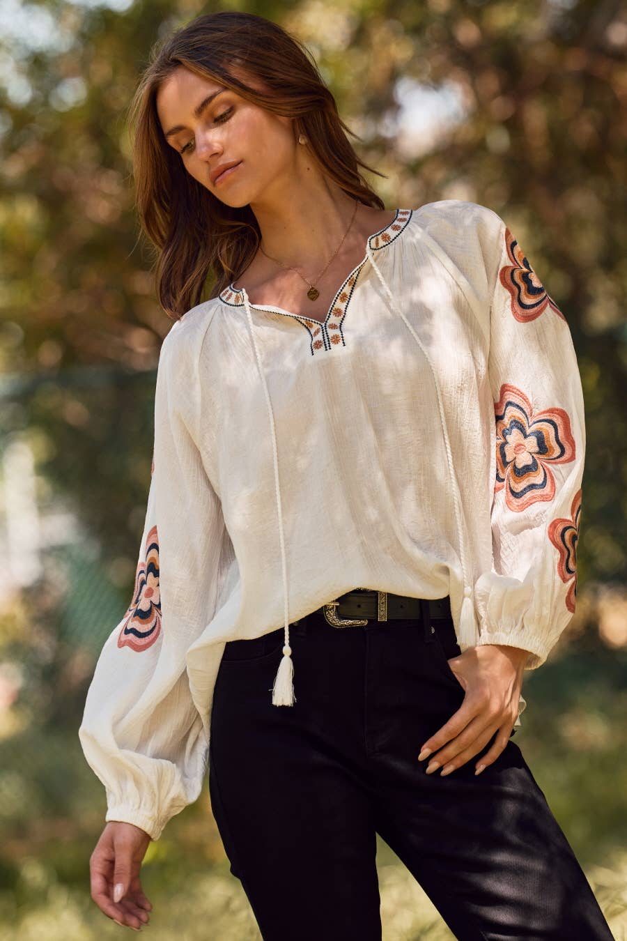 Embroidered Flower Blouse