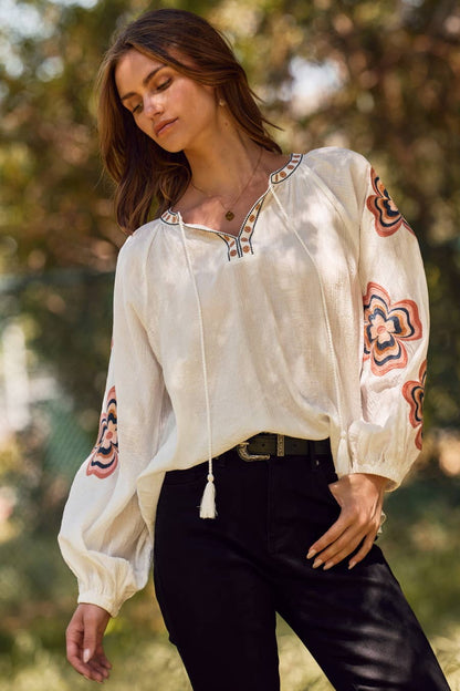 Embroidered Flower Blouse