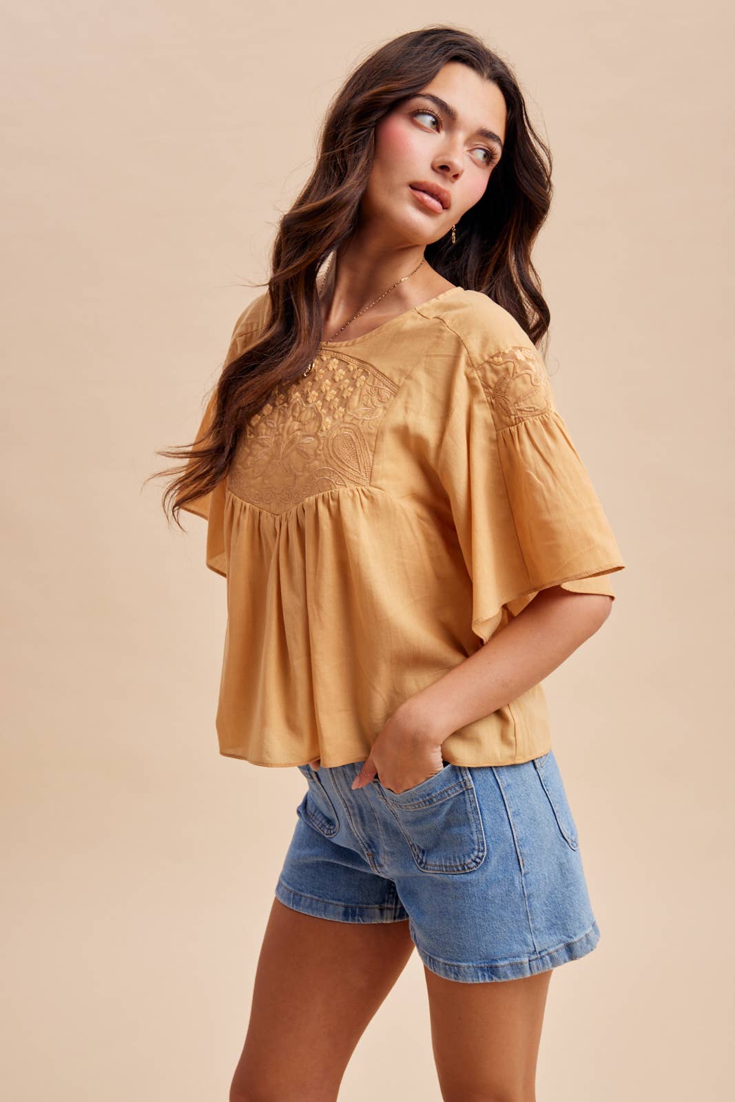 Honey Flutter Sleeve Blouse