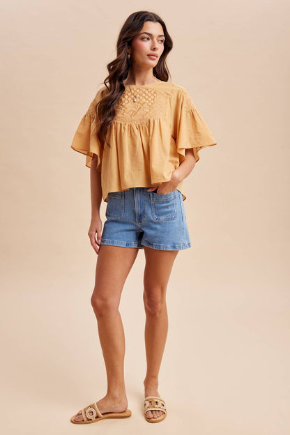 Honey Flutter Sleeve Blouse