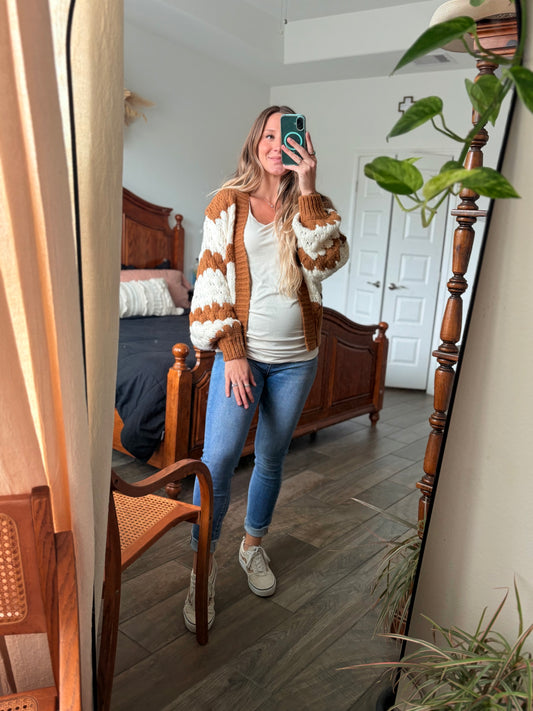 Oversized Scallop Knit Cardigan