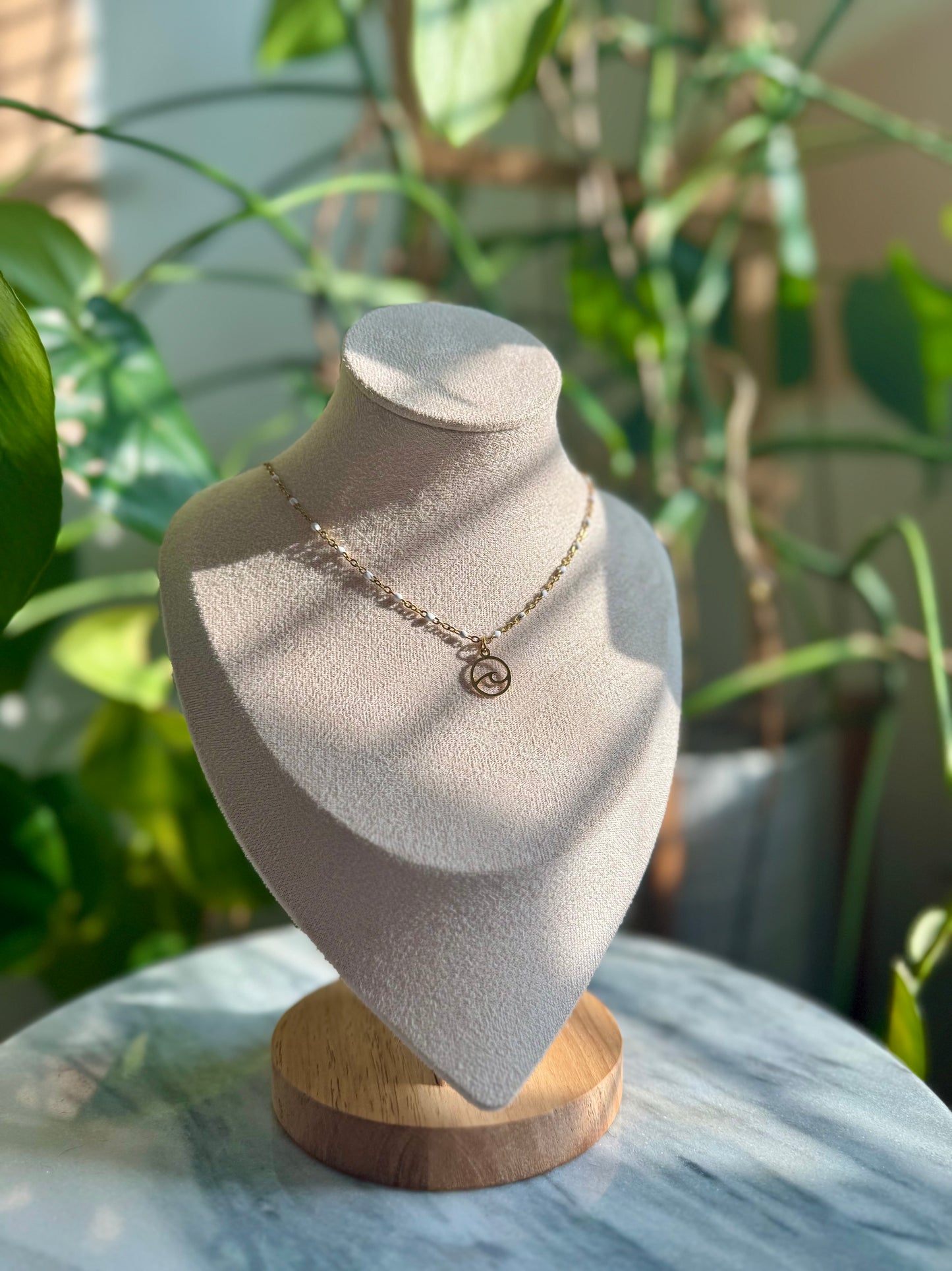 Wave Charm + White Confetti Chain