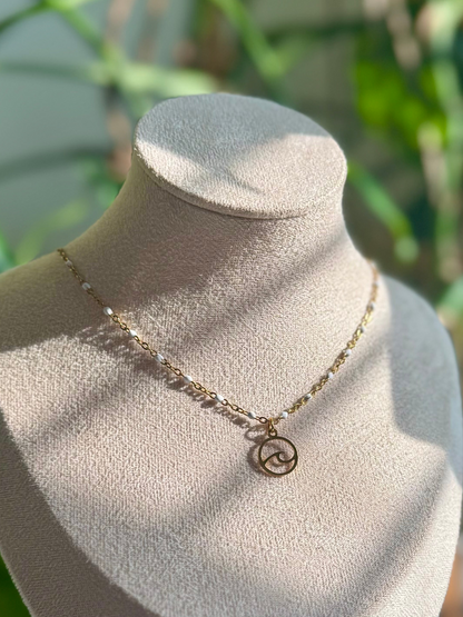Wave Charm + White Confetti Chain