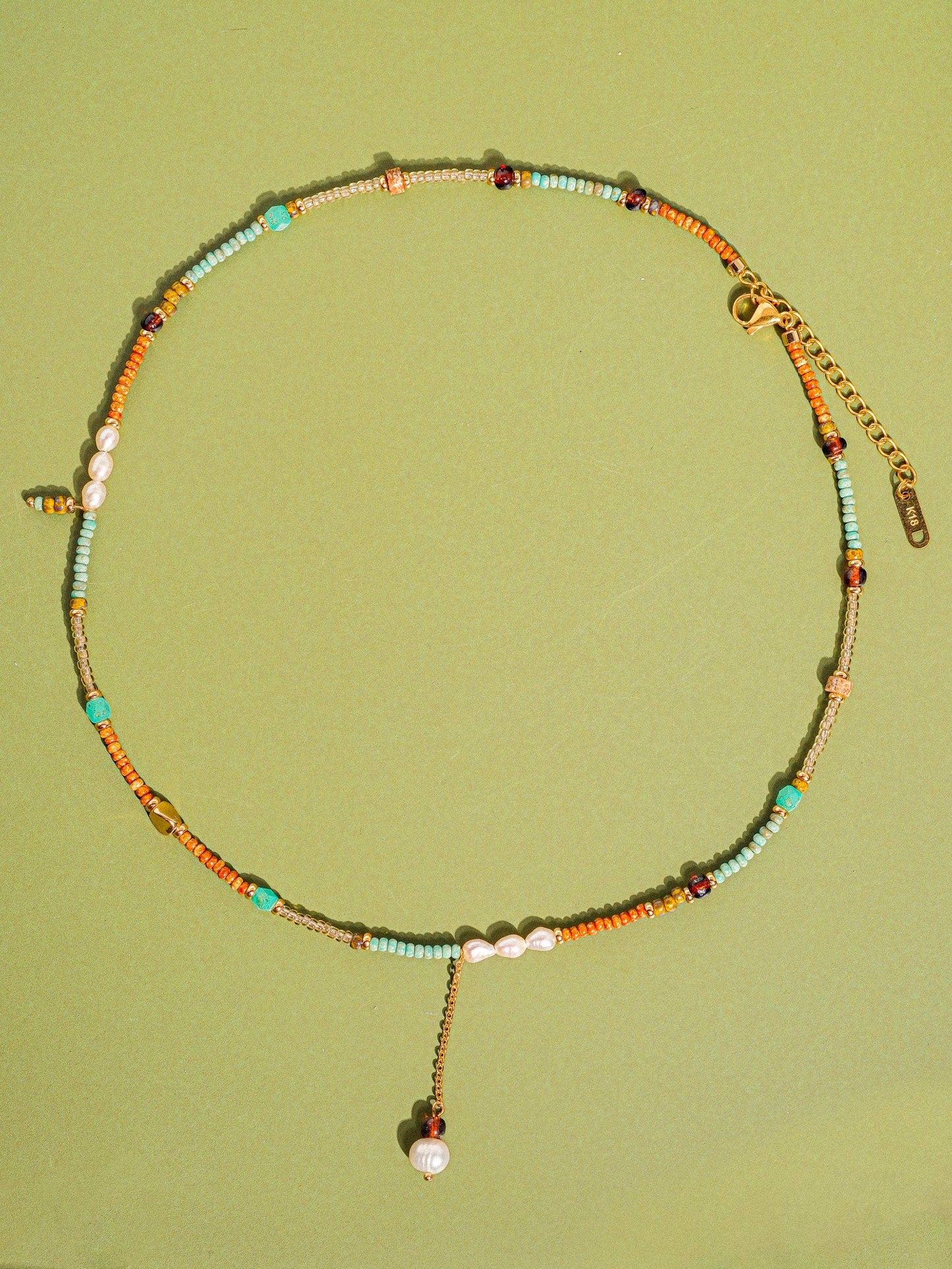 Bohemian Beaded Stack Necklace - Light Blue