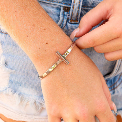 Gold Cross Cuff Bracelet