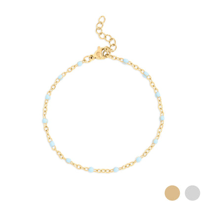 Gold + Turquoise Confetti Chain Bracelet