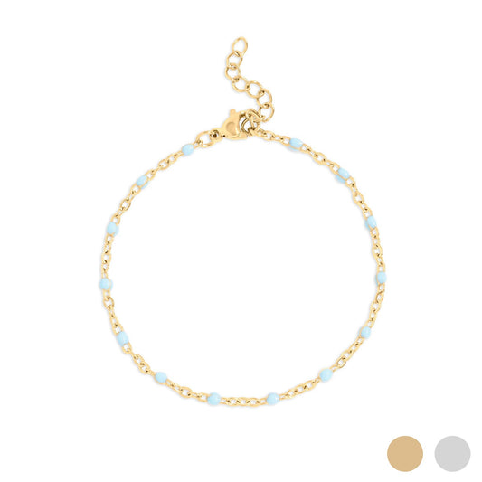 Gold + Turquoise Confetti Chain Bracelet