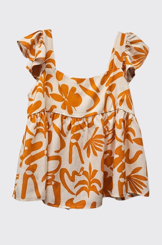 Tangerine Button Back Top