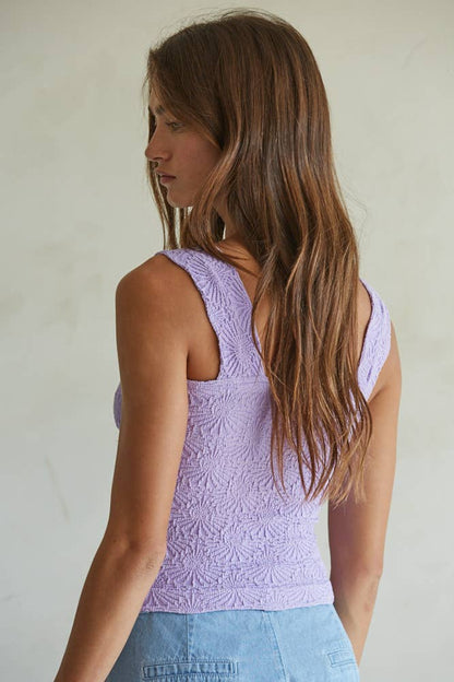 Knit Seamless Jacquard Tank - Lilac