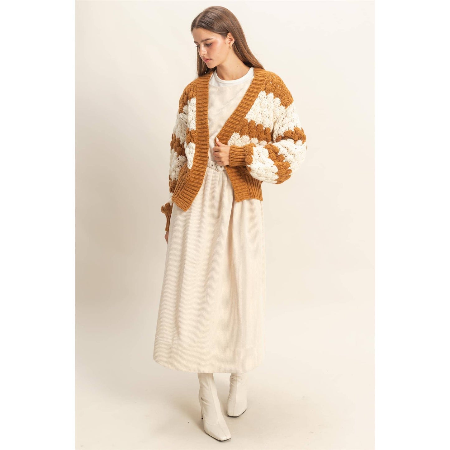 Oversized Scallop Knit Cardigan