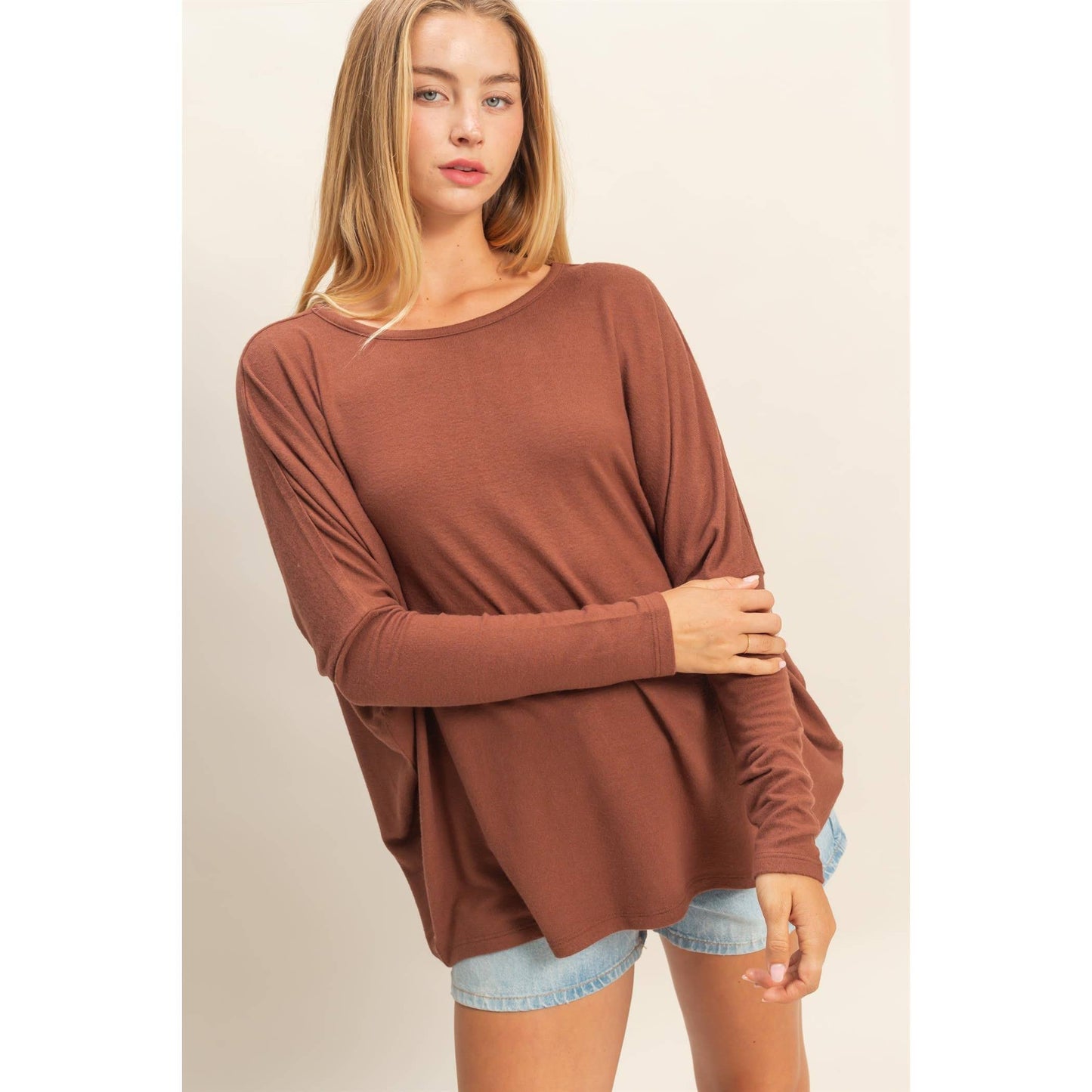 Chestnut Relaxed Dolman Sleeve Top