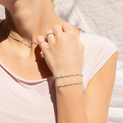 Silver + Turquoise Confetti Bracelet