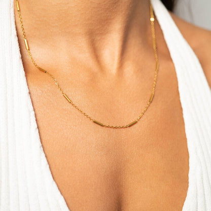 Gold Satellite Bar Chain Necklace