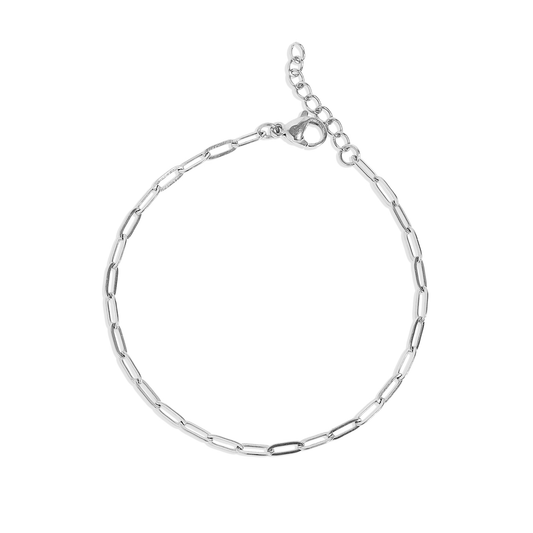 Silver Dainty Paperclip Chain Bracelet