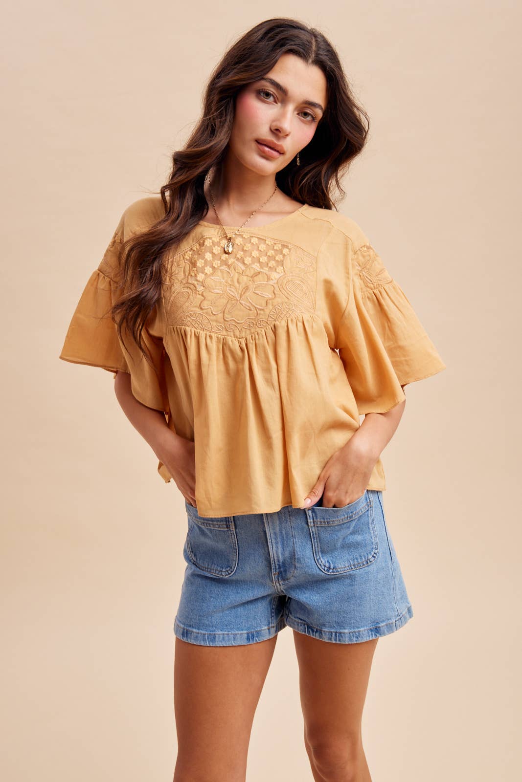 Honey Flutter Sleeve Blouse
