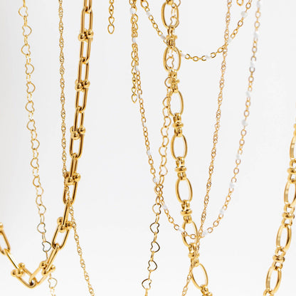 Gold + White Confetti Chain Necklace