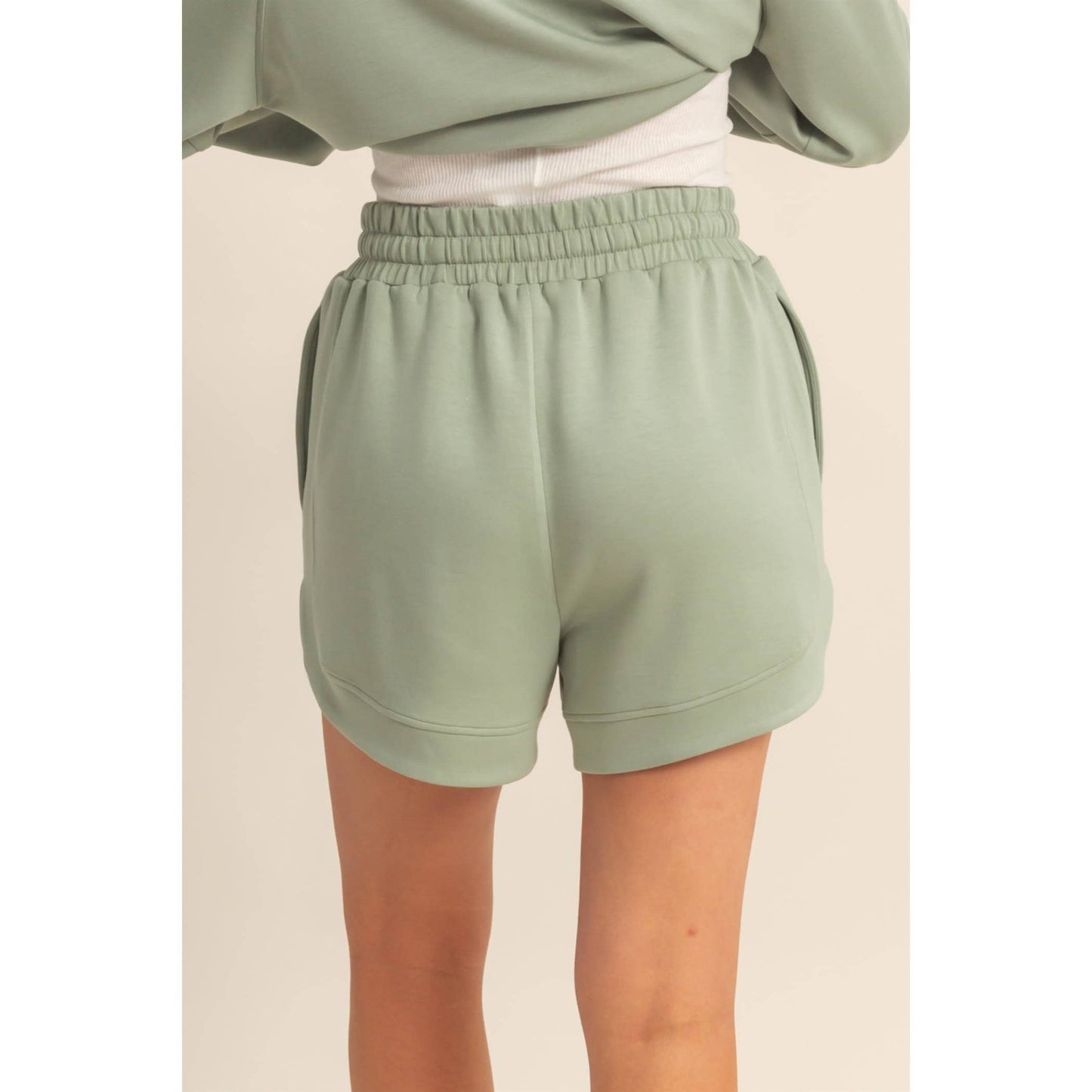 Sage Double Knit Sweat Shorts